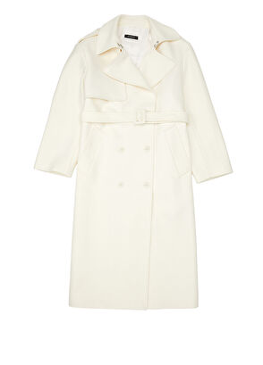 Ekru Yün Palto - Görsel 10