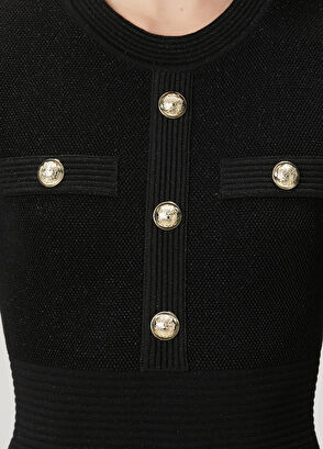 Beymen Club Black Glitter Mini Knit Dress - 5