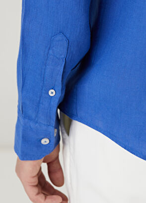 Beymen Club Comfort Fit Cobalt Linen Shirt - 7