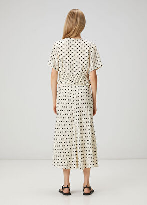 Beymen Club Kırık Beyaz Puantiyeli Midi Elbise - 5