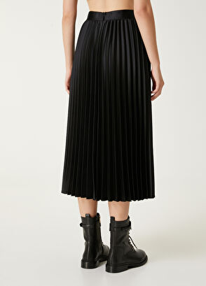 Black Pleated Satin Midi Skirt Beymen Club Black Pleated Satin Midi Skirt - 5