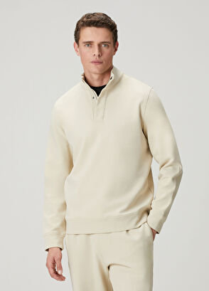 Beymen Club Bej Yakası Fermuarlı Sweatshirt - 4