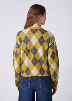 Beymen Club Oil Green Diamond Patterned Cardigan - 7