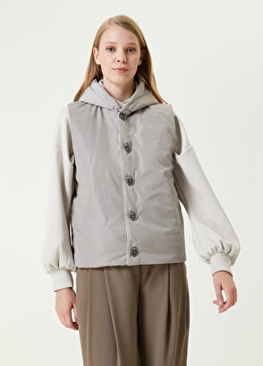 Beymen Club Gri Çift Taraflı Kapüşonlu Puff Yelek - 3