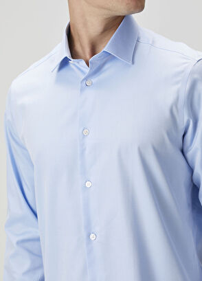 Custom Fit Mavi Gömlek - Görsel 9