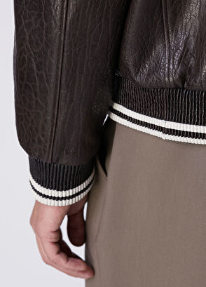 Beymen Club Brown Size Cachet Sleeves Leather Wool Jacket - 8