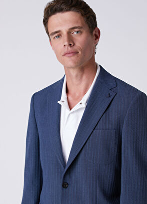 Beymen Club Blue Stitching Line Textured Blazer - 6