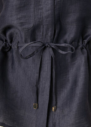 Beymen Club Navy Blue Shiny Linen Vest With Gathered Waist - 6