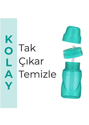 Mamajoo Yeşil Akıtmaz Antikolik 12 Ay+ Pipetli Alıştırma Bardağı 270 ml - 6