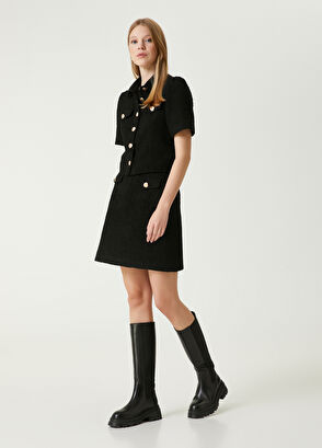 Beymen Club Siyah Mini Tweed Etek - 7