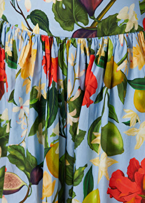 Beymen Collection Mavi Çiçekli Midi Poplin Etek - 5