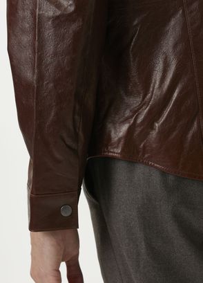 John Varvatos Kadd Kahverengi Deri Gömlek - 6