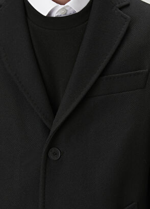 Beymen Club Siyah İtalyan Yün Kaşe Palto - 6