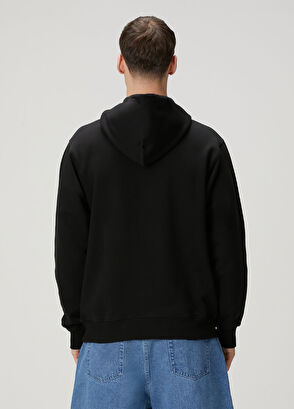 Drôle De Monsieur Siyah Kapüşonlu Logo Baskılı Sweatshirt - 4