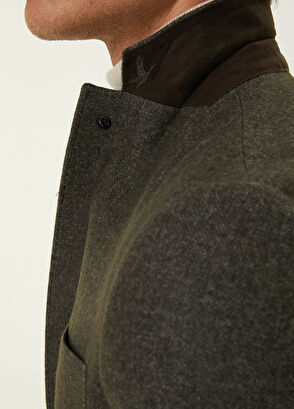 Beymen Club Slim Fit Haki Yün Flanel Kaşe Ceket - 6