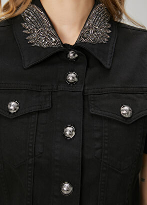 Beymen Club Siyah İşlemeli Denim Ceket - 4