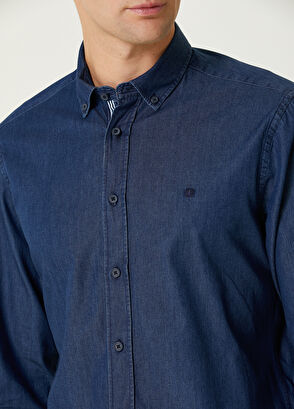 Comfort Fit Dark Blue Denim Shirt Beymen Club Comfort Fit Dark Blue Denim Shirt - 6