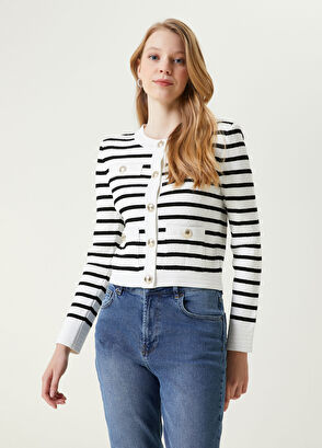 Beymen Club Siyah Beyaz Çizgili Hırka - 3