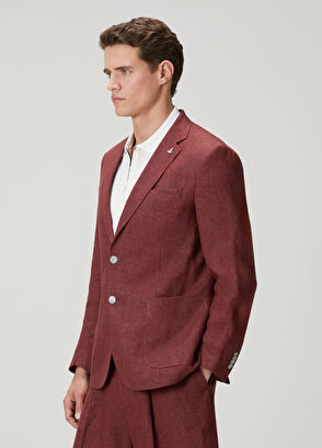 Beymen Club Mürdüm Keten Blazer - 5