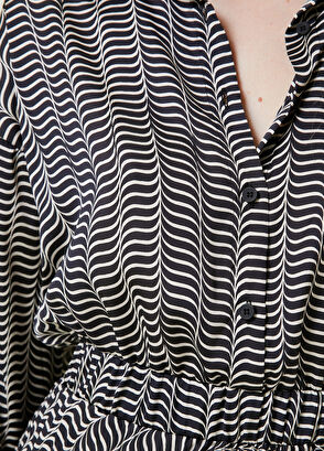 Beymen Club Siyah Desenli Pileli Mini Gömlek Elbise - 5