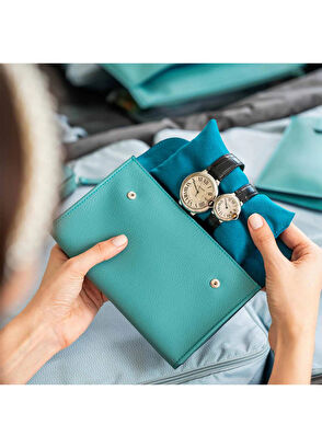 Pack'n Travel Turkuaz Deri 2'li Saat Kılıfı - 5