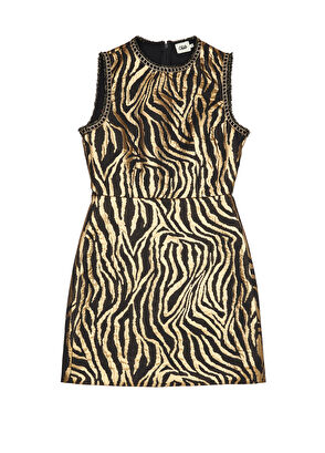 Beymen Club Black Gold Mini Brocade Dress - 8