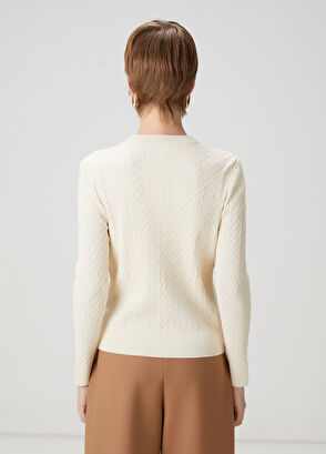 Beymen Club Ekru Saç Örgü Basic Kazak - 5