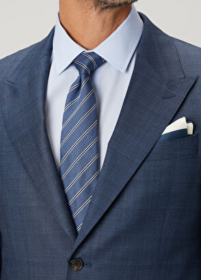 Drop 7 Indigo Ekose Desenli Yün Takım Elbise - Görsel 7