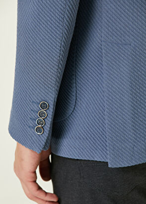 Beymen Club Indigo Diyagonal İri Dokulu Örme Ceket - 8