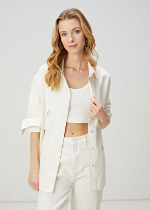 Beymen Club Off-White Embroidered Denim Jacket - 4