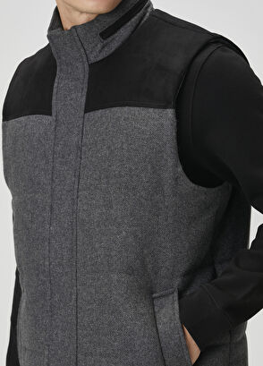 Beymen Club Antrasit Melanj Süet Garnili Yün Yelek - 6