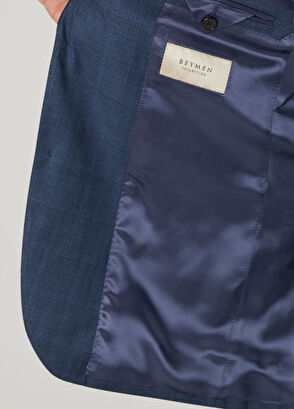 Drop 7 Indigo Ekose Desenli Yün Takım Elbise - Görsel 9