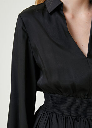 Beymen Club Black V-Neck Midi Shirt Dress - 6