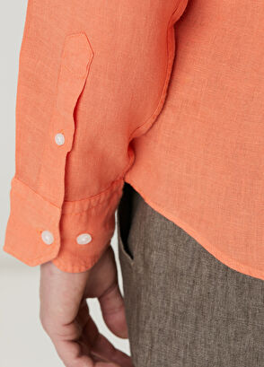 Beymen Club Comfort Fit Pomegranate Flower Linen Shirt - 8