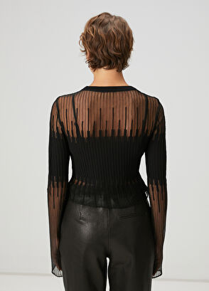 Beymen Club Black Crop Transparent Sweater - 5