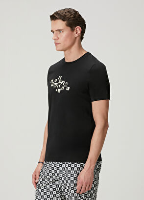 Beymen Club Black Relax Fit Flock Goose Printed T-Shirt - 4