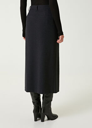 Beymen Club Antrasit Çizgili Midi Kalem Etek - 7