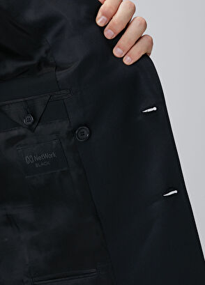 Network Siyah Yün Karışımlı Smokin Takım Elbise - 9