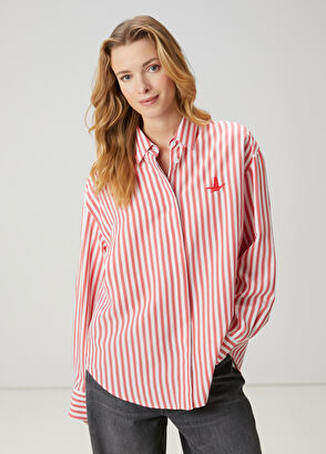 Beymen Club Mercan Çizgili Gömlek - 3