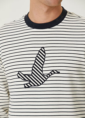 Beymen Club Navy Blue White Logo Textured Sweatshirt - 7