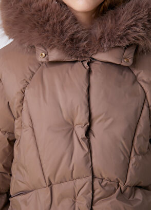 Beymen Club Taupe Hooded Puffer Jacket - 7