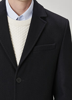 Beymen Club Lacivert İtalyan Yün Kaşe Palto - 6