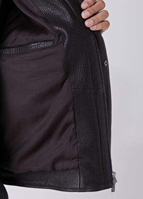 Beymen Club Dark Brown High Neck Leather Jacket - 8