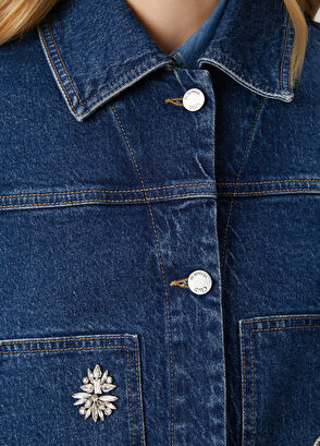Beymen Club Indigo Taşlı Denim Ceket - 8