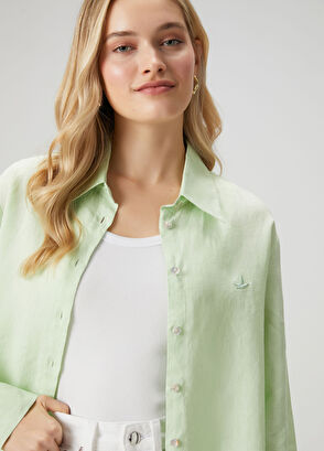 Beymen Club Yeşil Keten Gömlek - 3