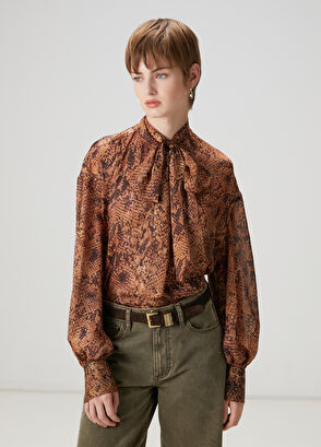 Beymen Club Kiremit Yılan Desenli Gömlek - 3