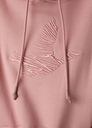 Beymen Club Gül Kurusu Kuş Nakışlı Kapüşonlu Sweatshirt - 6