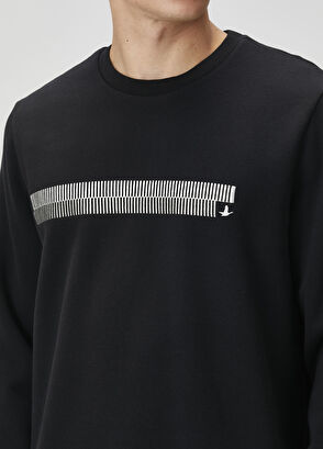 Beymen Club Black Stripe Embroidered Logo Detailed Sweatshirt - 6