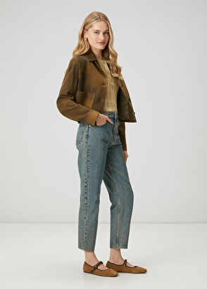 Beymen Club Dark Green Leather Jacket - 3