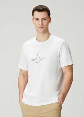 Beymen Club Relax Fit White Artwork Goose Detailed T-Shirt - 4